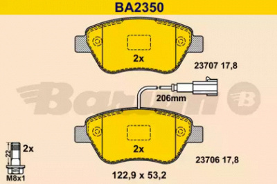 BARUM ba2350 -  Комплект тормозных колодок, дисковый тормоз