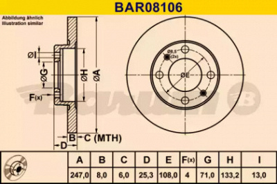 BARUM bar08106 -  Тормозной диск