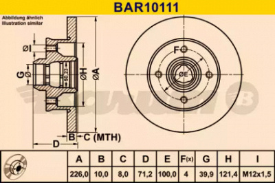 BARUM bar10111 -  Тормозной диск