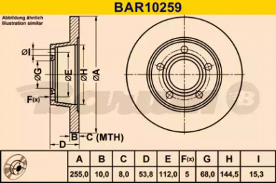 BARUM bar10259 -  Тормозной диск