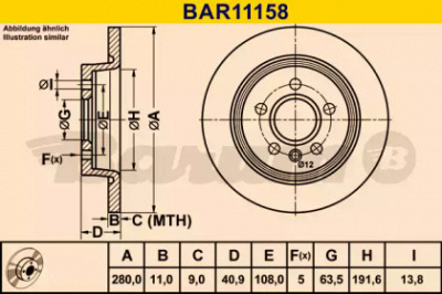 BARUM bar11158 - Тормозной диск