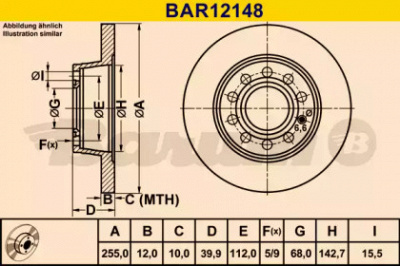 BARUM bar12148 - Тормозной диск