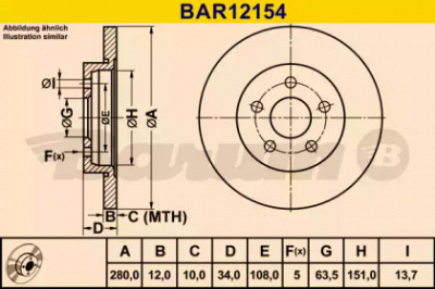 BARUM bar12154 -  Тормозной диск