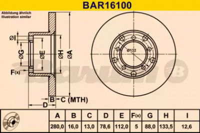BARUM bar16100 -  Тормозной диск