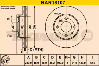 BARUM bar18107 -  Тормозной диск