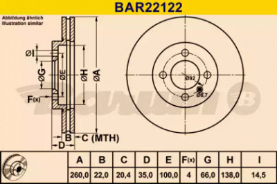 BARUM bar22122 -  Тормозной диск