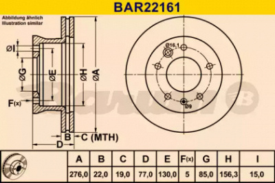 BARUM bar22161 -  Тормозной диск