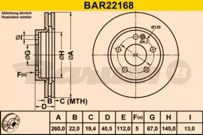 BARUM bar22168 -  Тормозной диск