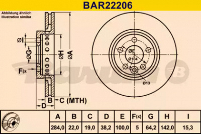 BARUM bar22206 -  Тормозной диск