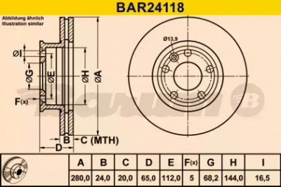 BARUM bar24118 -  Тормозной диск