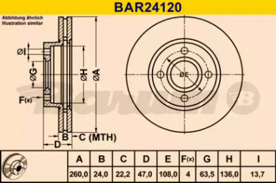 BARUM bar24120 -  Тормозной диск