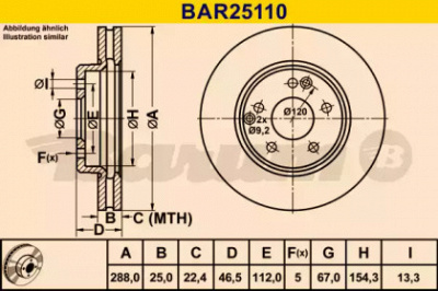 BARUM bar25110 -  Тормозной диск