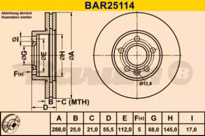 BARUM bar25114 -  Тормозной диск