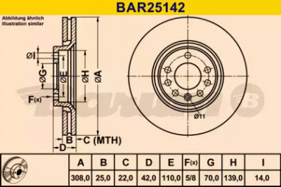 BARUM bar25142 -  Тормозной диск