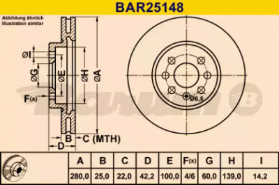 BARUM bar25148 -  Тормозной диск