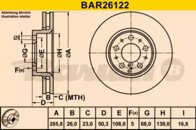 BARUM bar26122 -  Тормозной диск