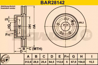 BARUM bar28142 -  Тормозной диск