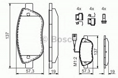BOSCH 0986424596 -  Комплект тормозных колодок, дисковый тормоз