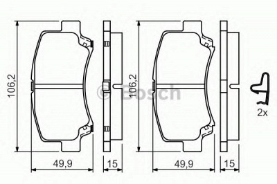 BOSCH 0986424626 -  Комплект тормозных колодок, дисковый тормоз