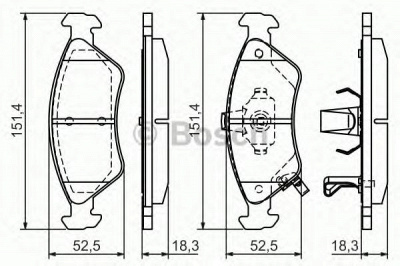 BOSCH 0986424725 -  Комплект тормозных колодок, дисковый тормоз