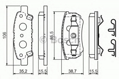 BOSCH 0986424814 -  Комплект тормозных колодок, дисковый тормоз