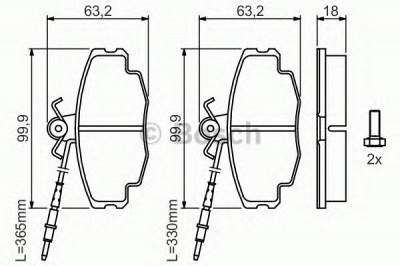 BOSCH 0986461117 -  Комплект тормозных колодок, дисковый тормоз