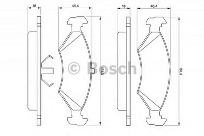 BOSCH 0986466402 -  Комплект тормозных колодок, дисковый тормоз