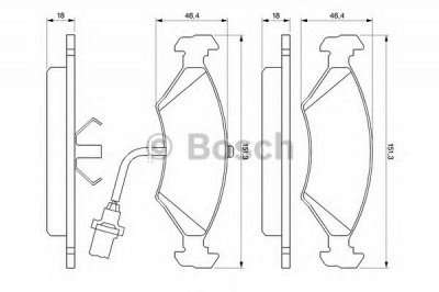 BOSCH 0986466403 -  Комплект тормозных колодок, дисковый тормоз