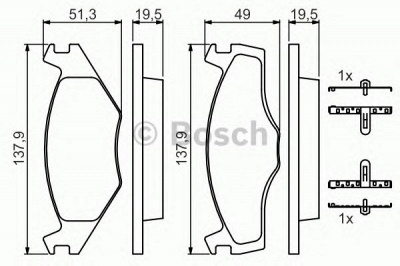 BOSCH 0986468873 -  Комплект тормозных колодок, дисковый тормоз