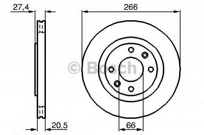 BOSCH 0986479b27 -  Диск тормозной вентилируемый