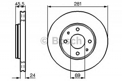 BOSCH 0986479b37 -  Диск тормозной вентилируемый