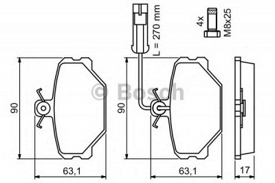 BOSCH 0986491050 -  Комплект тормозных колодок, дисковый тормоз