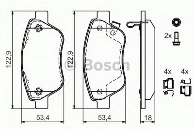 BOSCH 0986494092 -  Комплект тормозных колодок, дисковый тормоз