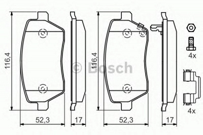 BOSCH 0986494160 -  Комплект тормозных колодок, дисковый тормоз