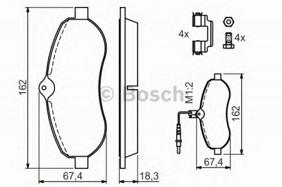 BOSCH 0986494163 -  Комплект тормозных колодок, дисковый тормоз