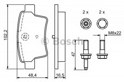 BOSCH 0986494199 -  Комплект тормозных колодок, дисковый тормоз
