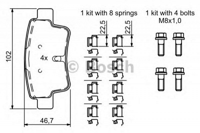 BOSCH 0986494222 -  Комплект тормозных колодок, дисковый тормоз