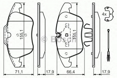 BOSCH 0986494371 -  Комплект тормозных колодок, дисковый тормоз