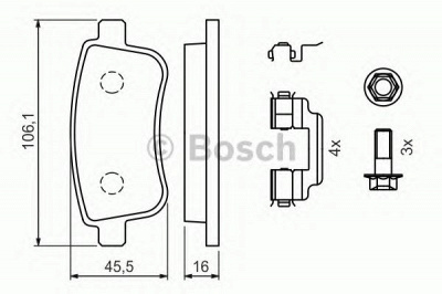 BOSCH 0986494384 -  Комплект тормозных колодок, дисковый тормоз