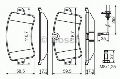 BOSCH 0986494446 -  Комплект тормозных колодок, дисковый тормоз
