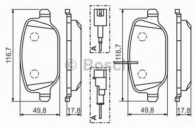BOSCH 0986494466 -  Комплект тормозных колодок, дисковый тормоз