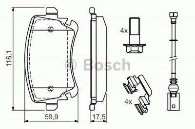 BOSCH 0986494583 -  Комплект тормозных колодок, дисковый тормоз
