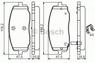 BOSCH 0986494594 -  Комплект тормозных колодок, дисковый тормоз