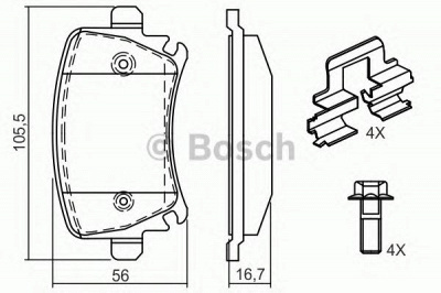 BOSCH 0986494595 -  Комплект тормозных колодок, дисковый тормоз
