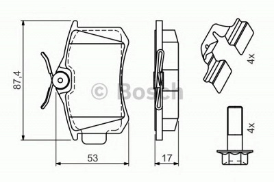 BOSCH 0986494596 -  Комплект тормозных колодок, дисковый тормоз