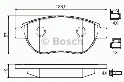 BOSCH 0986494602 -  Комплект тормозных колодок, дисковый тормоз