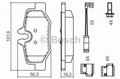 BOSCH 0986494603 -  Комплект тормозных колодок, дисковый тормоз