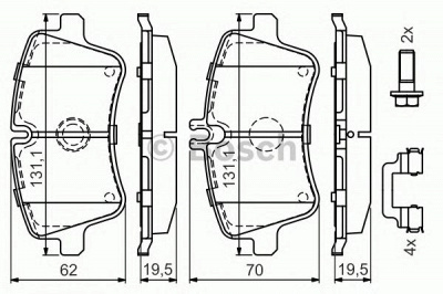 BOSCH 0986494607 -  Комплект тормозных колодок, дисковый тормоз