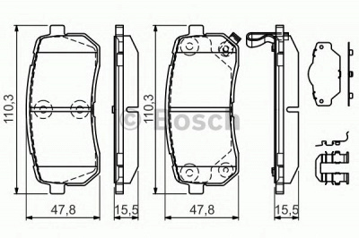 BOSCH 0986494608 -  Комплект тормозных колодок, дисковый тормоз