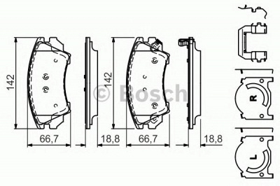 BOSCH 0986494609 -  Комплект тормозных колодок, дисковый тормоз